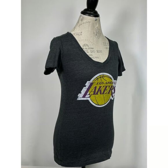 Los Angeles Lakers NBA Wright & Ditson V-Neck Gray T-Shirt Women's MEDIUM - Picture 3 of 5